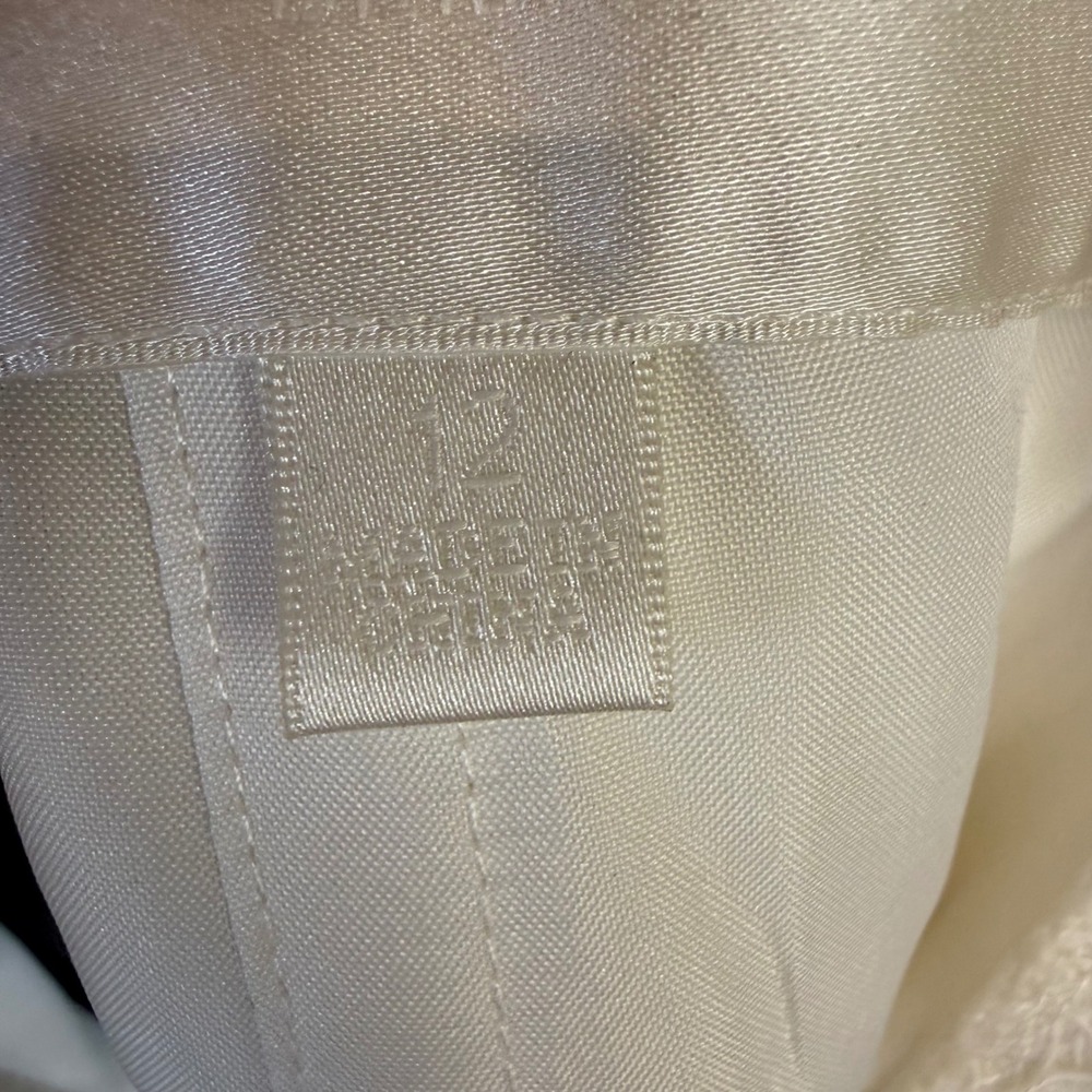 Davids Bridal Lace Tulle A-Line Wedding Dress Bead Sash WG3711 White Ivory - Picture 15 of 16